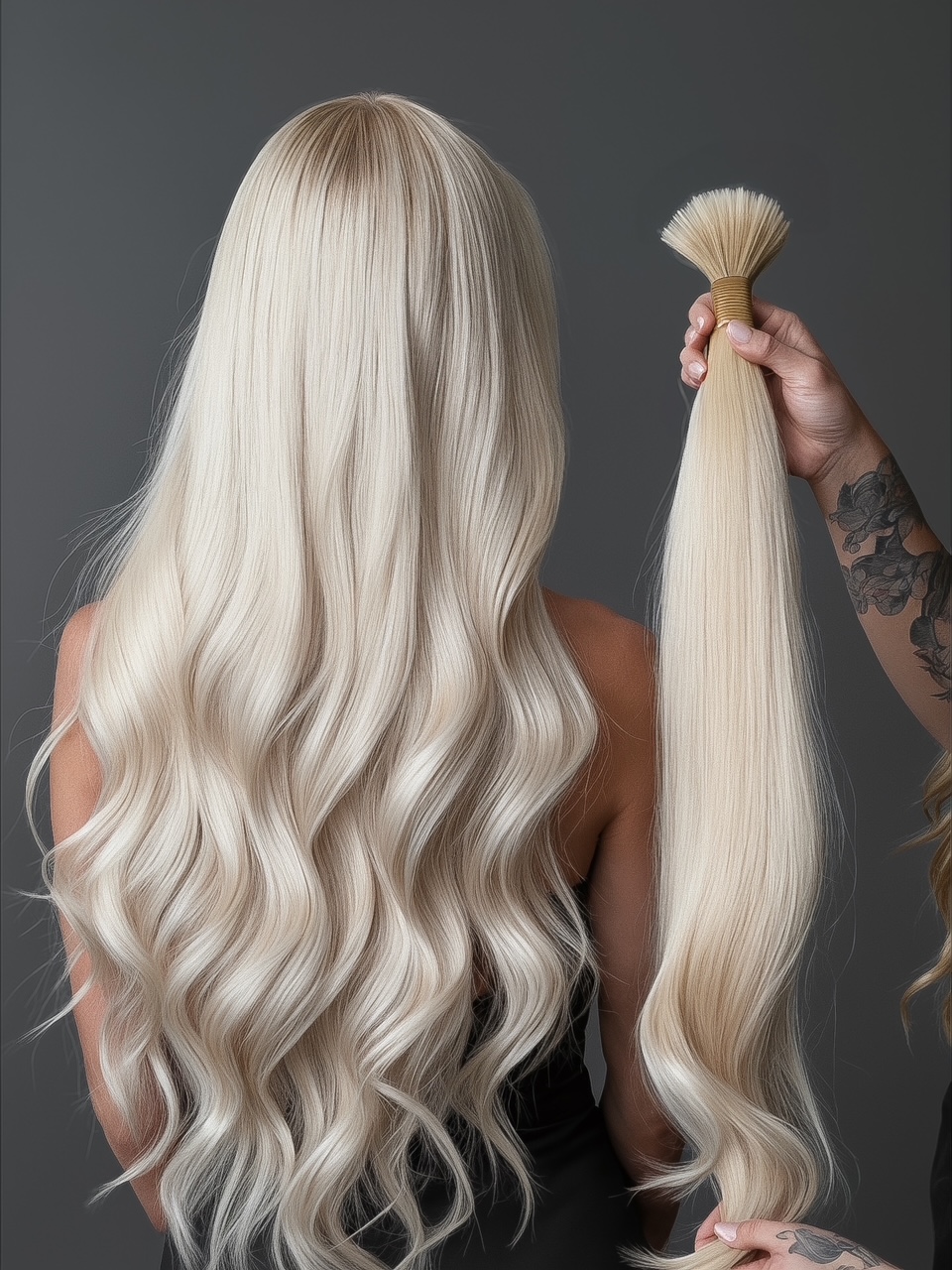 Echthaar Bonding Extensions in platinblond