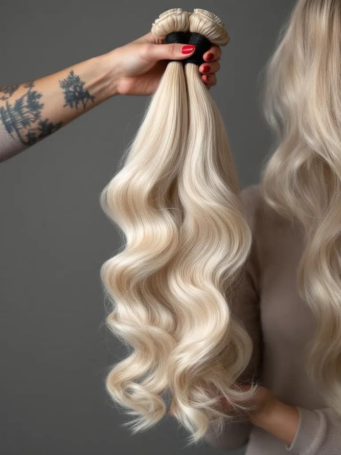 Echthaar Extensions in Blond zur Haarverlängerung
